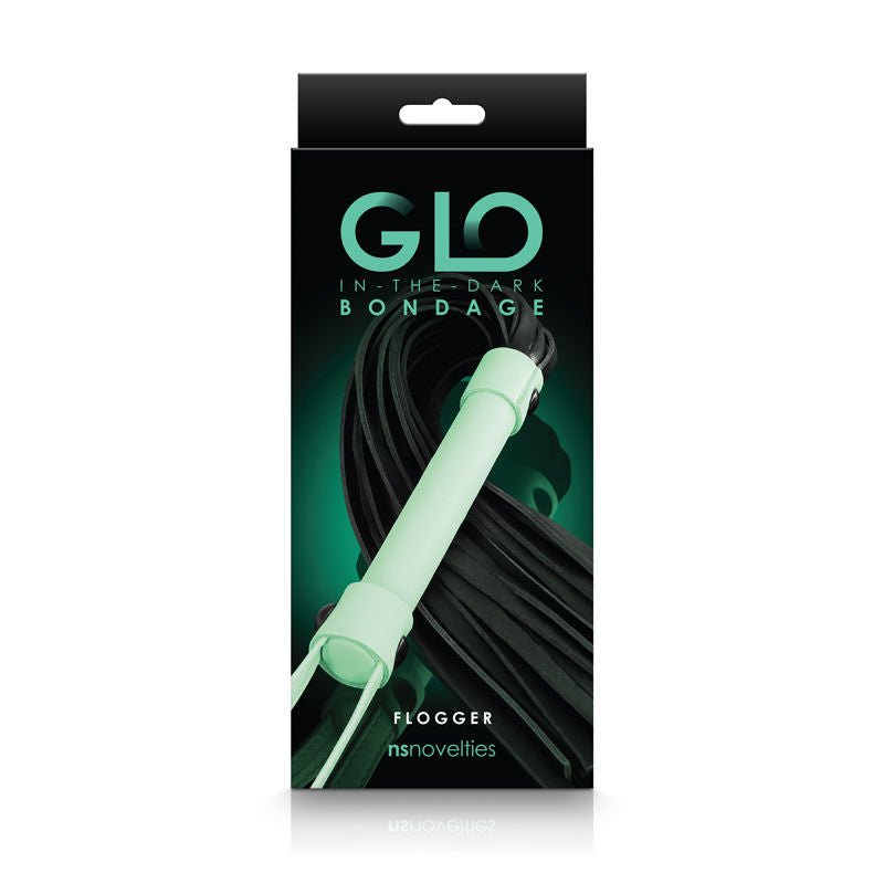 Glo - glow in the dark bondage flogger -  box front view | Flirtybay.com.au