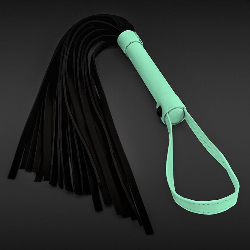 Glo - glow in the dark bondage flogger - Product front view  | Flirtybay.com.au