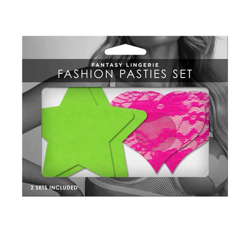 Glow - fashion pasties set - Product front view and box front view | Flirtybay.com.au