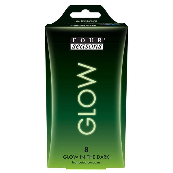 Glow n' dark - 8 pack condoms -  box front view | Flirtybay.com.au