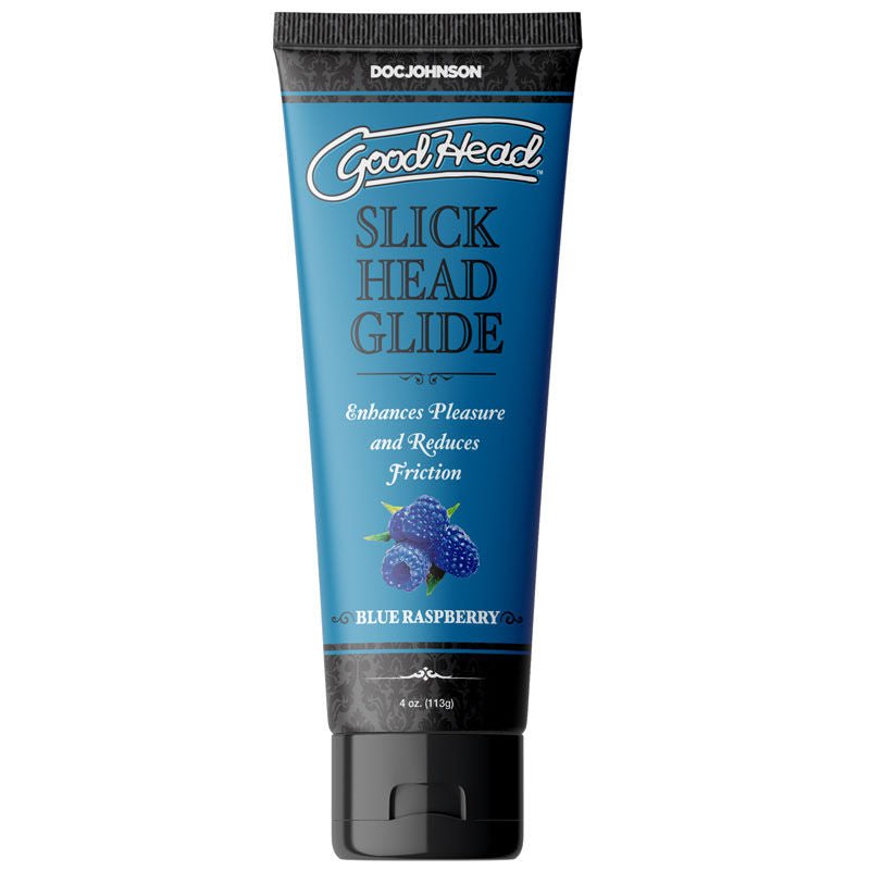 Goodhead - slick head glide - water-based lubricant, blue raspberry - Product front view  | Flirtybay.com.au