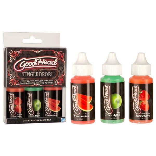 Goodhead - tingle drops - better oral sex - Product front view and box front view | Flirtybay.com.au