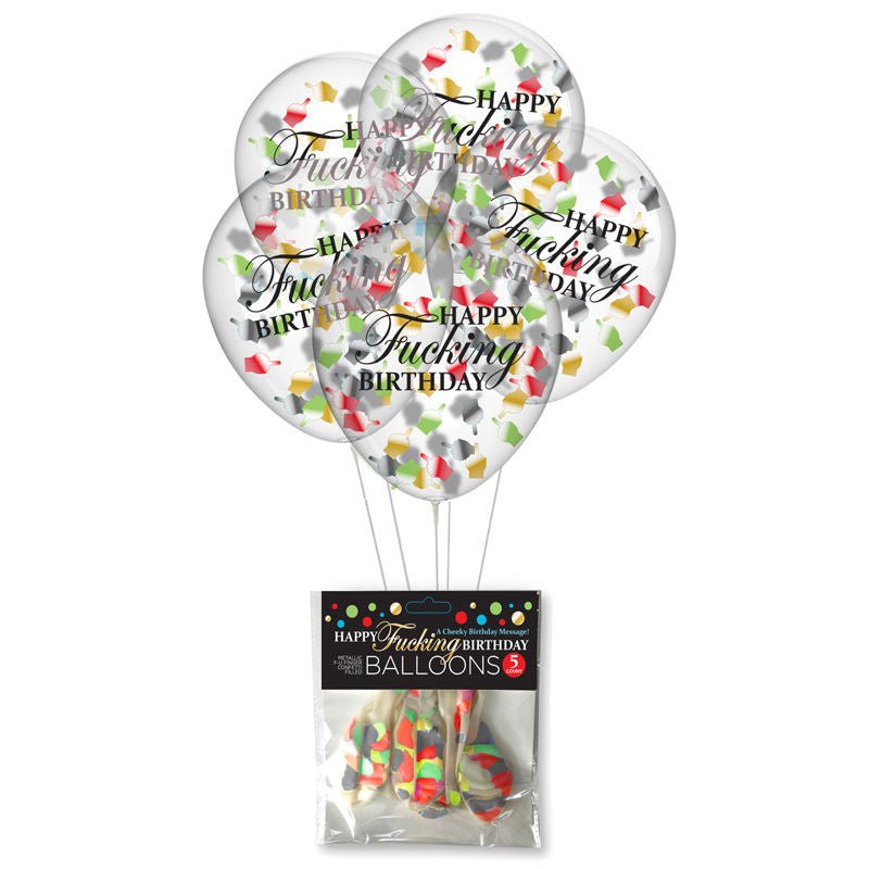 Happy fucking birthday confetti balloons - Product front view  | Flirtybay.com.au