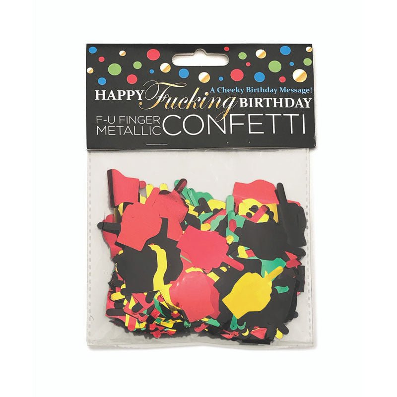 Happy fucking birthday fu finger confetti - Product front view and box front view | Flirtybay.com.au