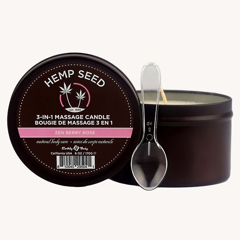 Hemp Seed 3in1 Candle Zen Berry Rose, Front view | Flirtybay.com.au