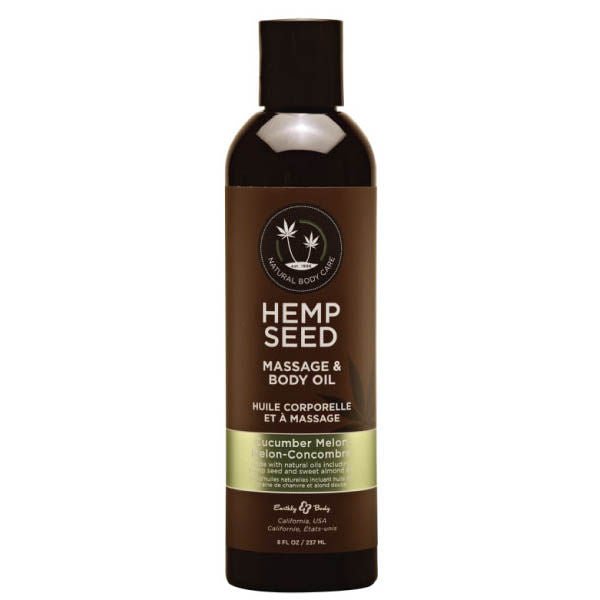 Hemp sedd Massage Body Oil Cucumber Melon, front view | Flirtybay.com.au