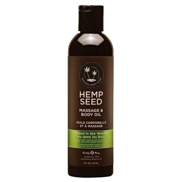 Hemp sedd Massage Body Oil Naked inthe wood, front view | Flirtybay.com.au