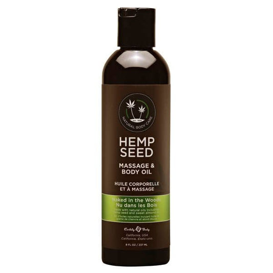 Hemp sedd Massage Body Oil Naked inthe wood, front view | Flirtybay.com.au