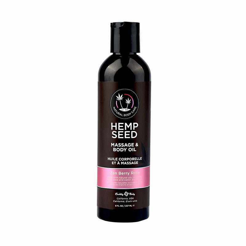 Hemp sedd Massage Body Oil Zen Berry Rose, front view | Flirtybay.com.au