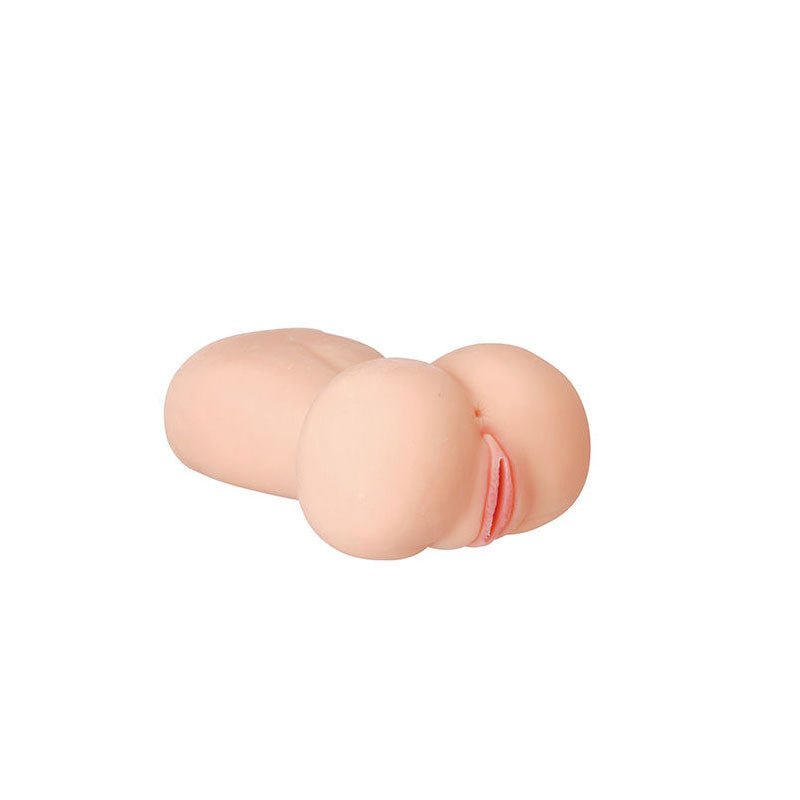 Side view of the Fresh Innocence Annabel Realistic Vagina, focusing on the lifelike vulva entry and realistic flesh tone, presented on a clean white background. | Flirty Bay adult store Perth