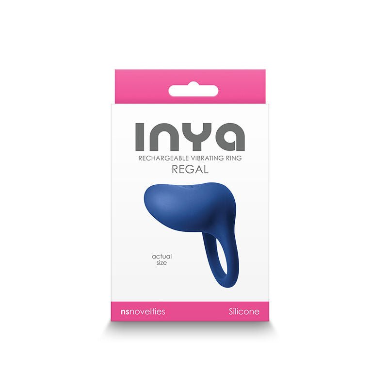 Inya Regal Vibrating cock ring, blue, box view | Flirtybay.com.au