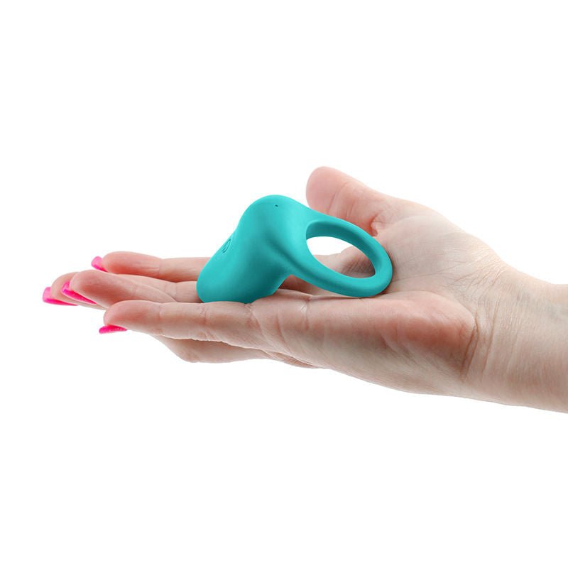 Inya Regal Vibrating cock ring, teal, side view | Flirtybay.com.au