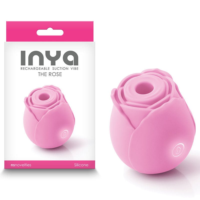 Inya the rose clitoral air pulsing vibrator, pink, box view rose toys | Flirty Bay Adult Store Australia