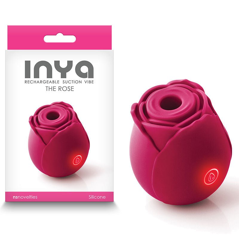 Inya the rose clitoral air pulsing vibrator, red, box view rose toys | Flirty Bay Adult Store Australia