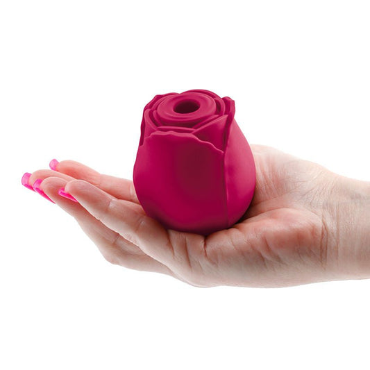 Inya the rose clitoral air pulsing vibrator, red, side view rose toys | Flirty Bay Adult Store Australia