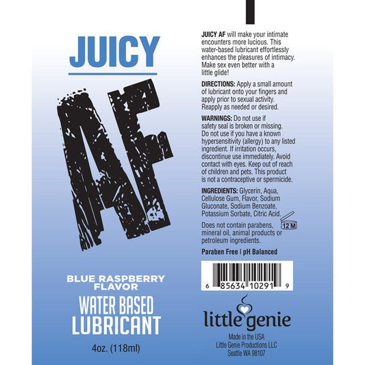 Juicy blue raspberry water-based lubricant 118ml, box view | Flirtybay.com.au