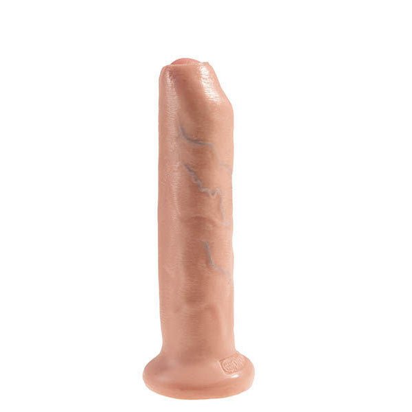 King Cock 7" uncut dildo, flesh, front view | Flirtybay.com.au