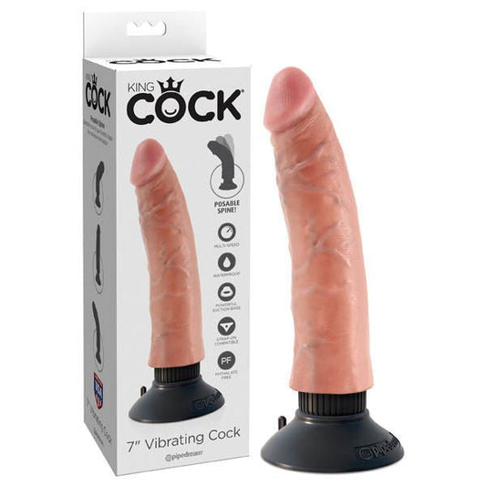 King cock - 7'' vibrating dildo - Product front view and box front view | Flirtybay.com.au