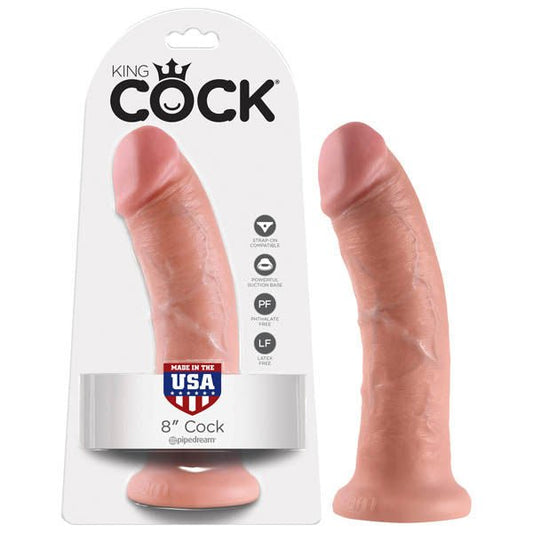 King Cock 8 inches dildo, flesh, box view | Flirtybay.com.au