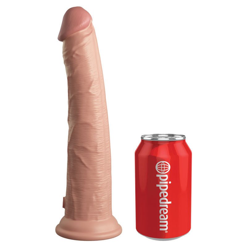 King cock - elite 10'' dual density dildo - Product side view, with can of coke for size  | Flirtybay.com.au