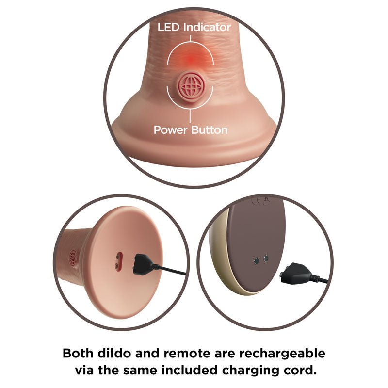 King cock - elite 9'' vibrating dual density remote control dildo - Product bottom view, focus on charger  | Flirtybay.com.au