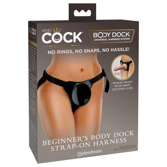 King cock elite - beginner's body dock strap-on harness -  box side view | Flirtybay.com.au