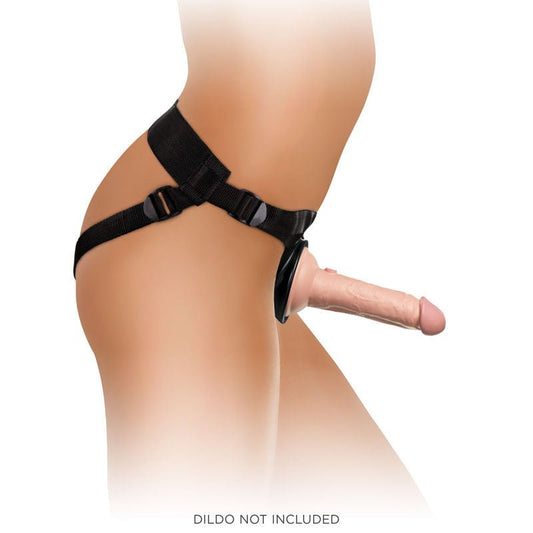King cock elite - beginner's body dock strap-on harness - Product side view, focus on dildo  | Flirtybay.com.au
