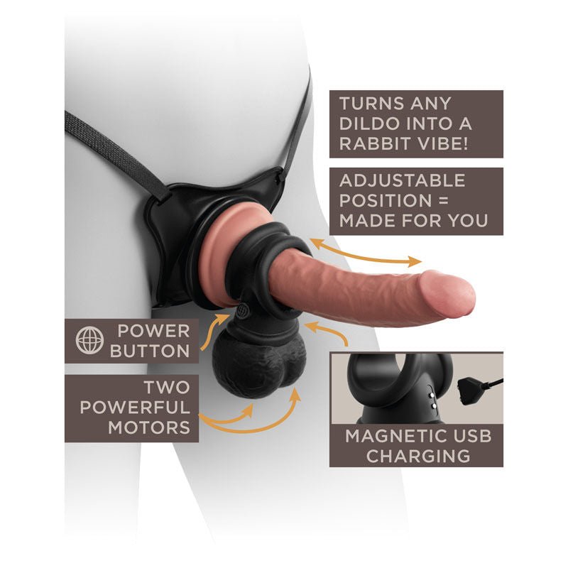 King cock - elite the crown jewels vibrating silicone balls - cock ring - Product side view, with specifications  | Flirtybay.com.au
