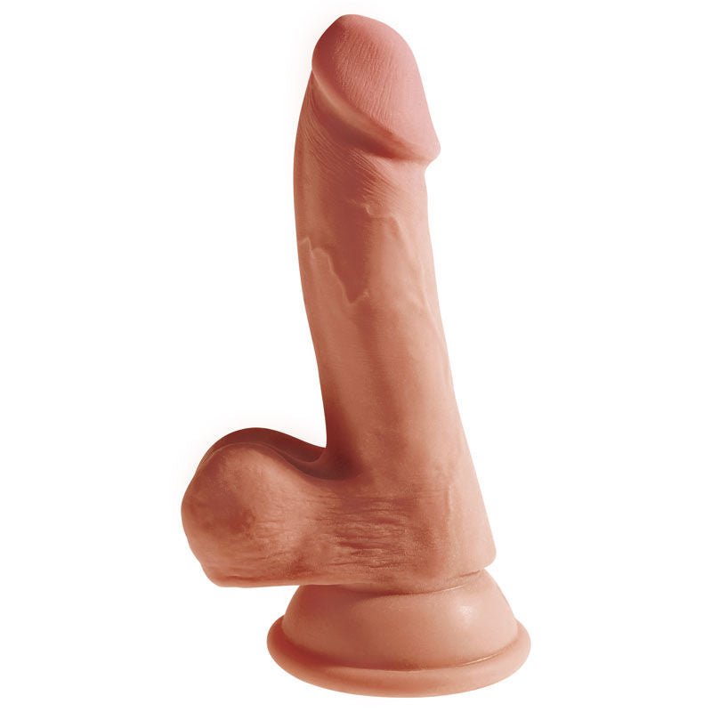 King cock - plus 6.5'' triple density dildo, tan with balls - Product side view  | Flirtybay.com.au