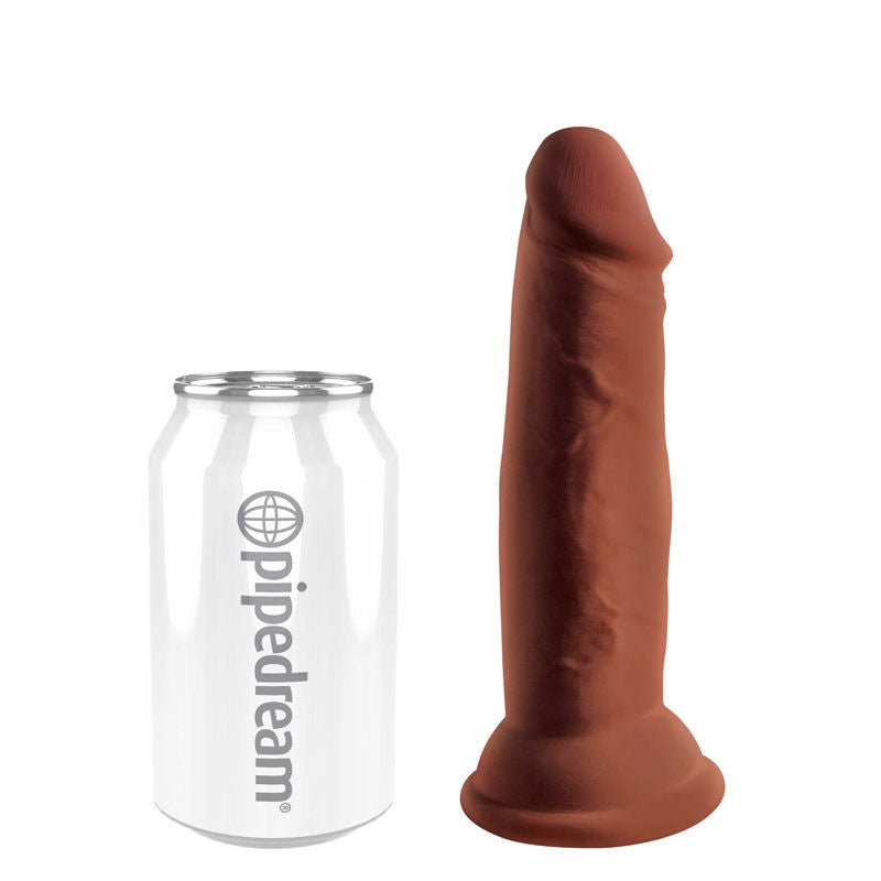 King cock - plus 6'' triple density dildo - Product front view, with can to show size  | Flirtybay.com.au