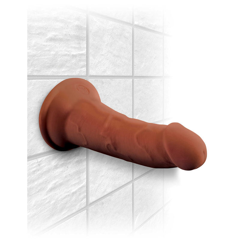 King cock - plus 6'' triple density dildo - Product side view, focus on suction cup  | Flirtybay.com.au