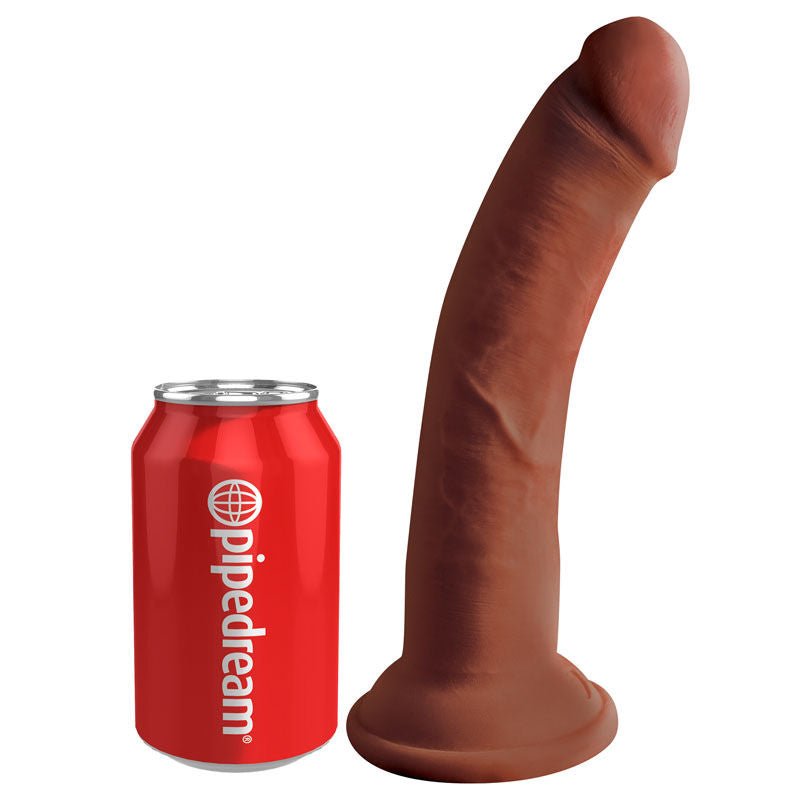 King cock - plus 8'' triple density dildo - Product side view, with a can of coke for size  | Flirtybay.com.au