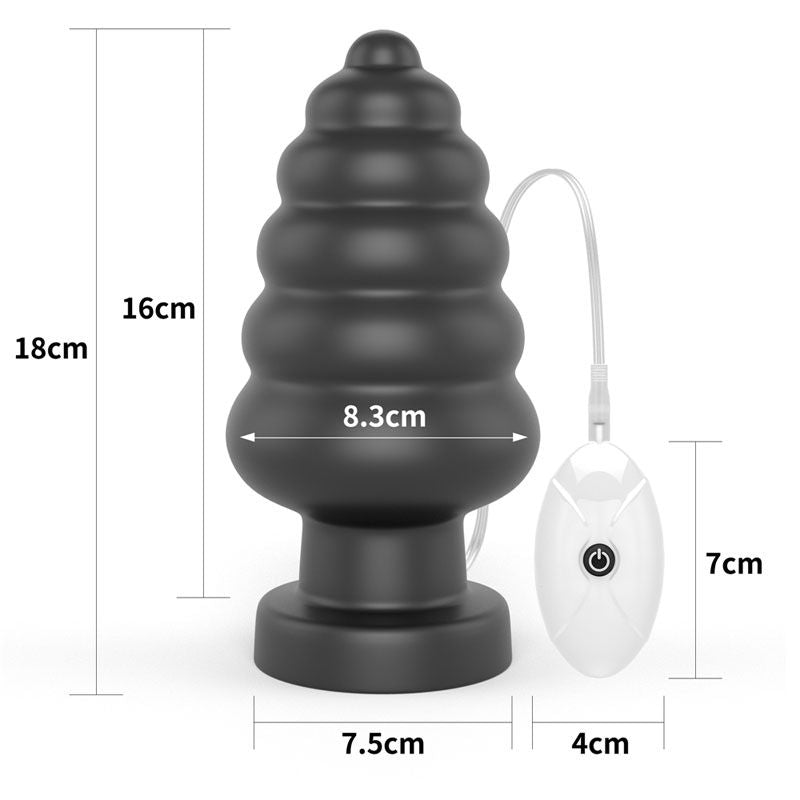 King sized - 7'' vibrating anal cracker - large butt plug - Product front view, with sizes  | Flirtybay.com.au