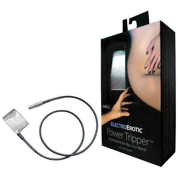 Kinklab - power tripper - electro stimulation - Product front view and box front view | Flirtybay.com.au