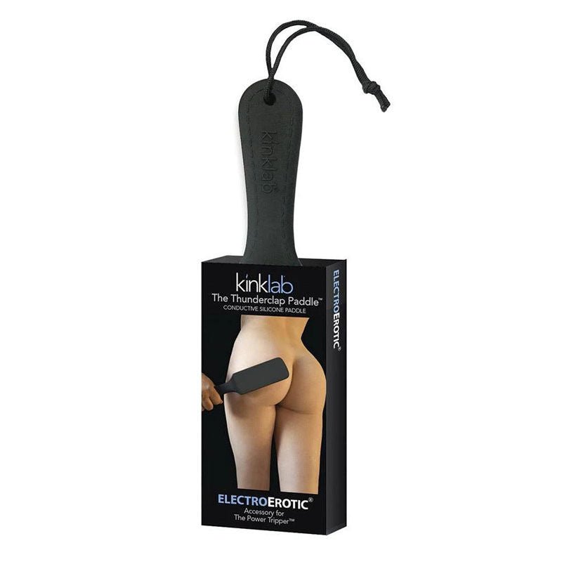 Kinklab - the thunderclap paddle - e-stim - Product front view and box front view | Flirtybay.com.au