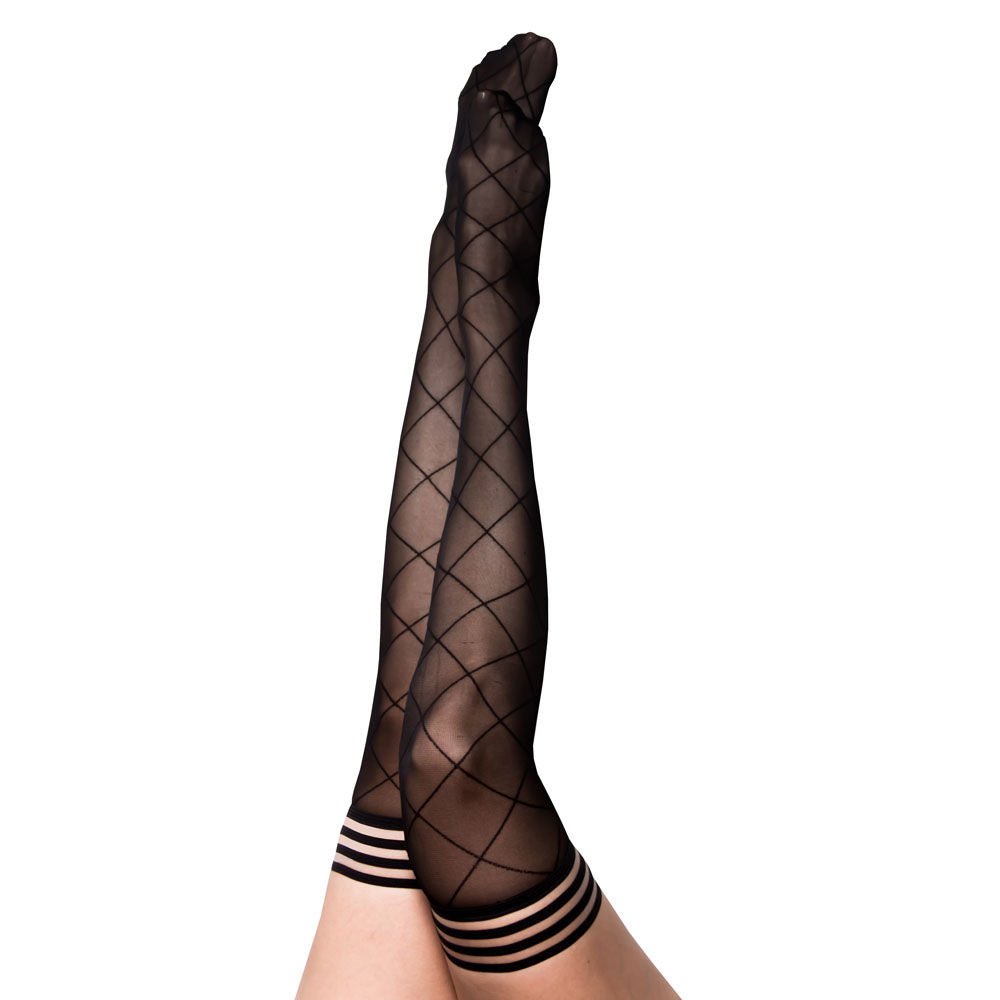 Kixies anna - sheer  diamond thigh highs - Product front view  | Flirtybay.com.au