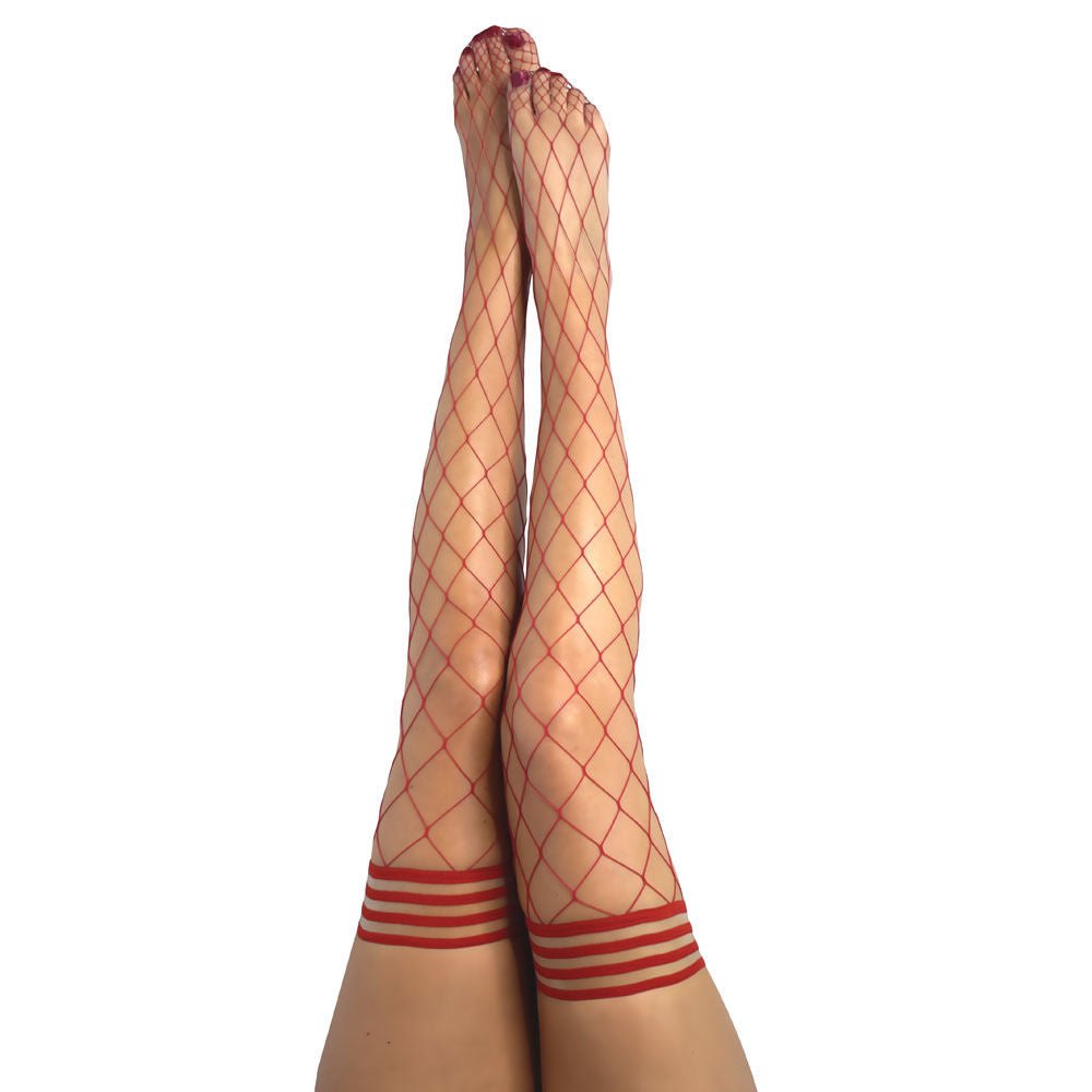 Kixies claudia large diamond  fishnet thigh highs - Product front view  | Flirtybay.com.au