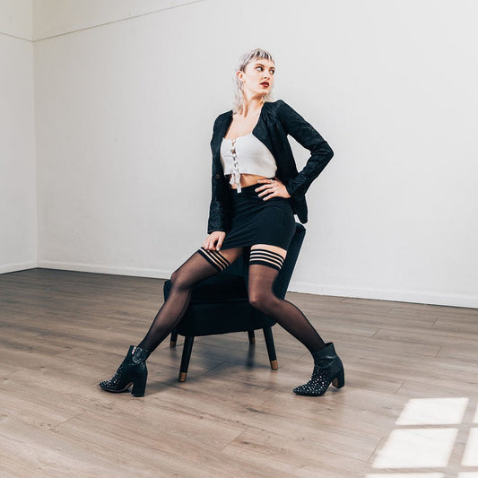 Kixies lois - with back seam thigh highs - Product front view  | Flirtybay.com.au