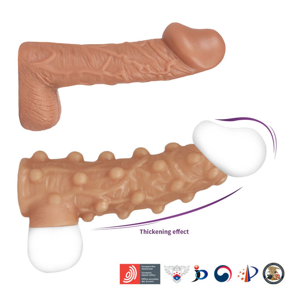 Kokos - nude sleeve 3 - penis extender - Product side view  | Flirtybay.com.au