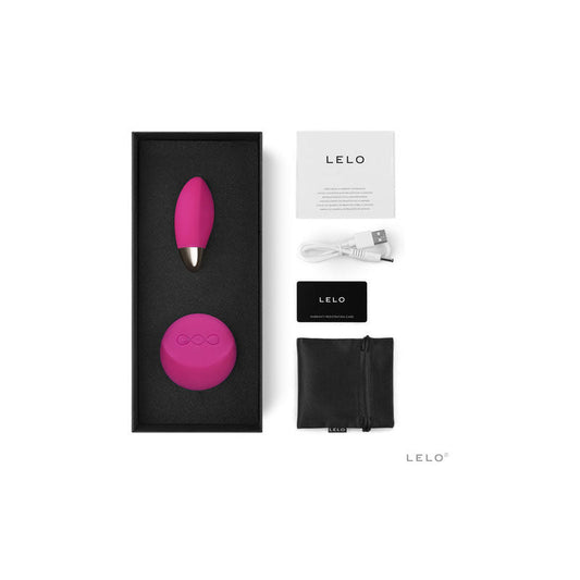 Lelo - lyla 2 - hot cerise - remote control vibrating egg -  box side view | Flirtybay.com.au