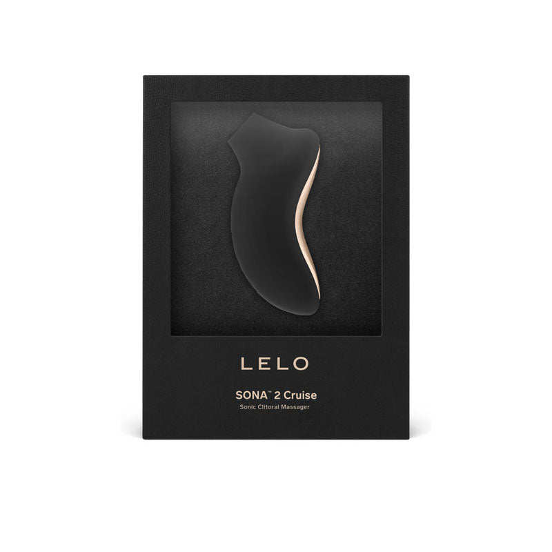 Lelo - sona 2 cruise - black - sonic waves  clitoral massager -  box front view | Flirtybay.com.au