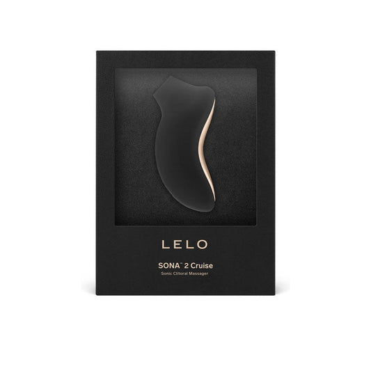 Lelo - sona 2 cruise - black - sonic waves  clitoral massager -  box front view | Flirtybay.com.au