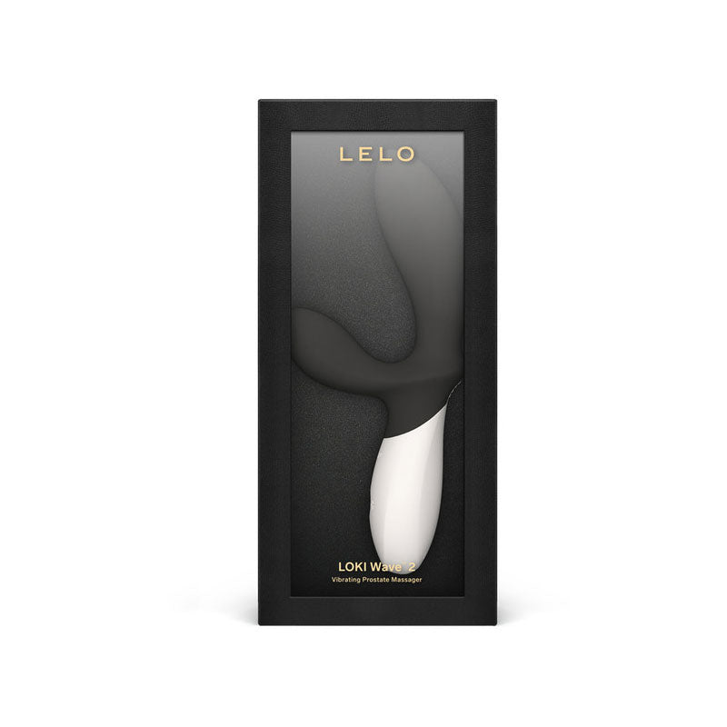 Loki wave 2 - black - prostate massager - Product front view and box front view | Flirtybay.com.au