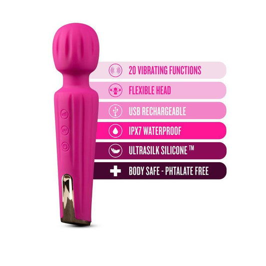 Lush allana - velvet - vibrating wand - Product front view, show specifications  | Flirtybay.com.au