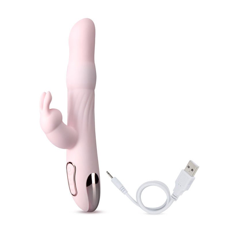 Lush aurora - rabbit vibrator - Product side view, focus on charger  | Flirtybay.com.au
