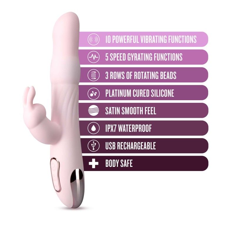 Lush aurora - rabbit vibrator - Product side view, with specifications  | Flirtybay.com.au