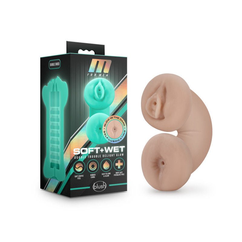 M for men soft & wet - male masturbator - Product front view and box front view | Flirtybay.com.au