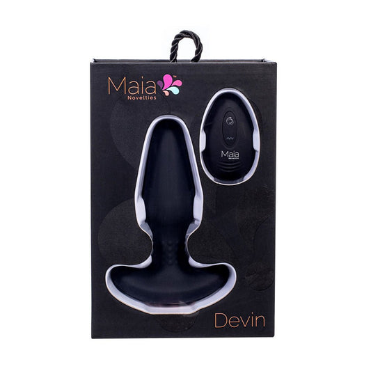 Maia - devin - remote control vibrating butt plug -  box front view | Flirtybay.com.au