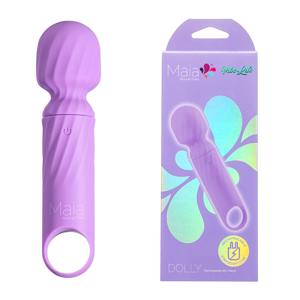 Maia - Dolly - vibrating wand - Product front view and box view | Flirtybay.com.au