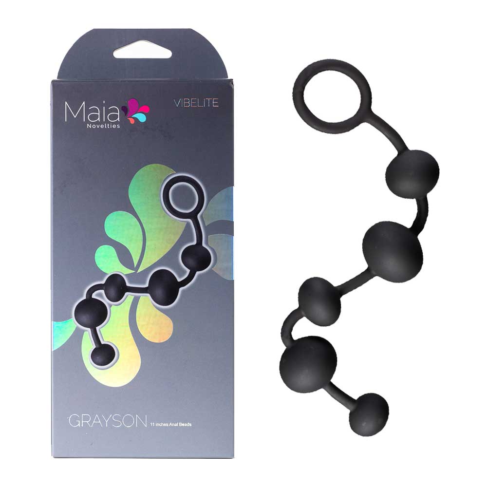 Maia - grayson - anal beads - Product front view and box front view | Flirtybay.com.au